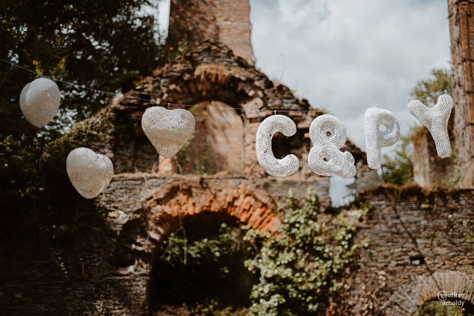 Initiales et cœurs dentelle