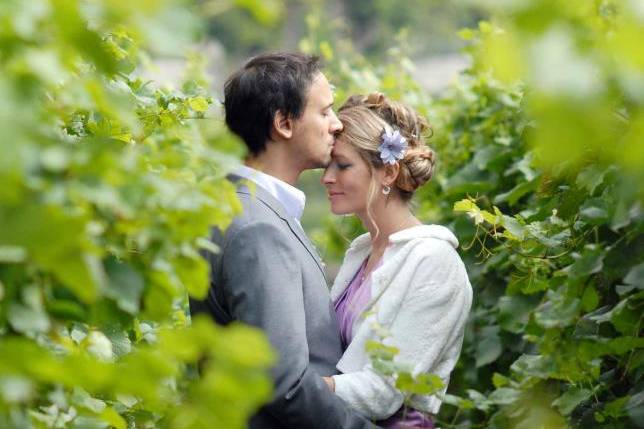 Photo de couple dans les vignes