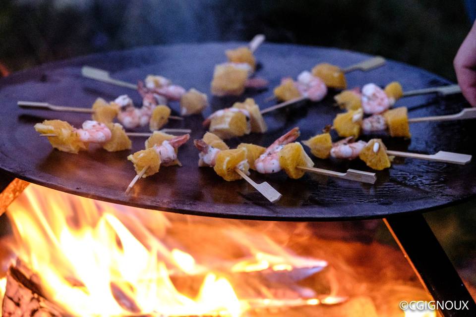 Repas au feu de bois