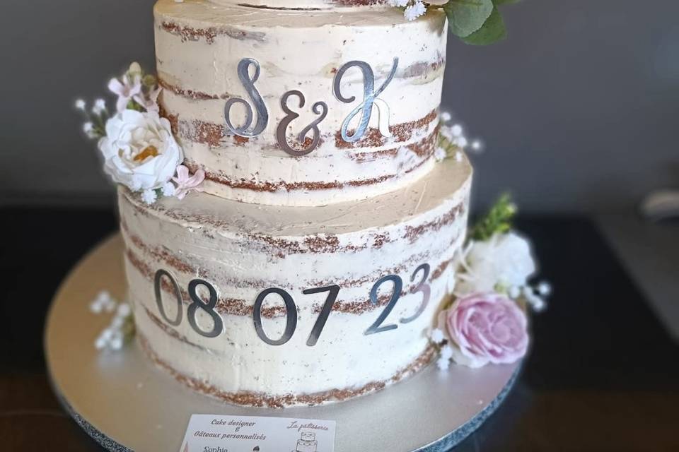 Nude cake fleurs