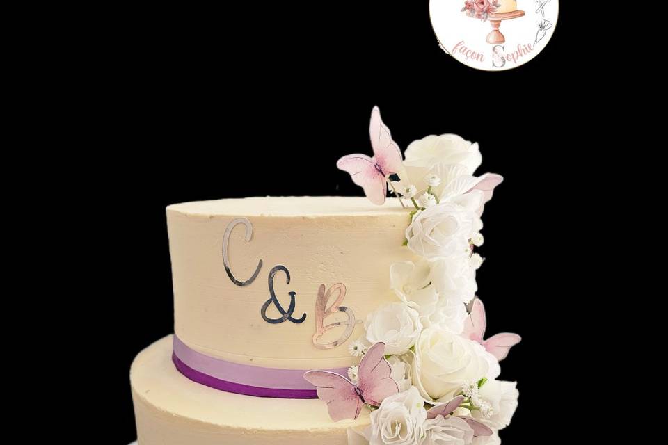 Layercake fleurs blanche et pa