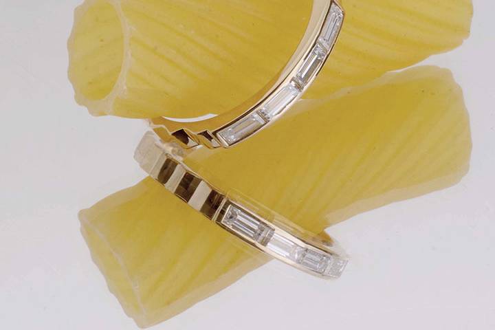 Alliance diamants baguettes