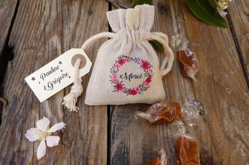 Sachet de lavande lin personnalisé Cadeau invité mariage baptême