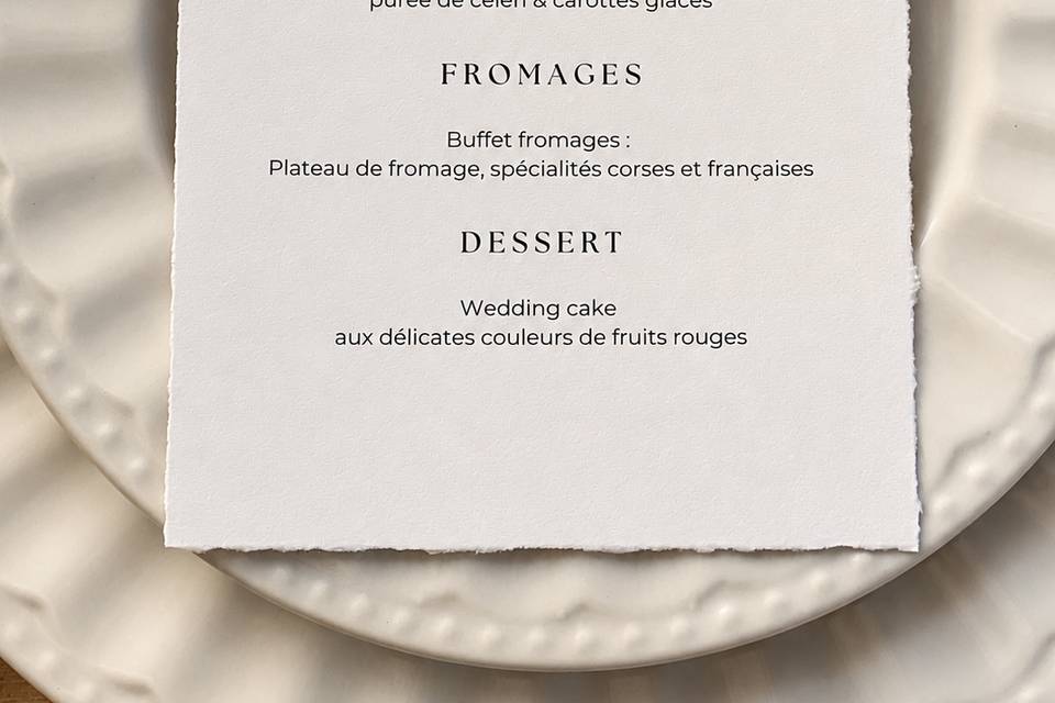 Menu de table