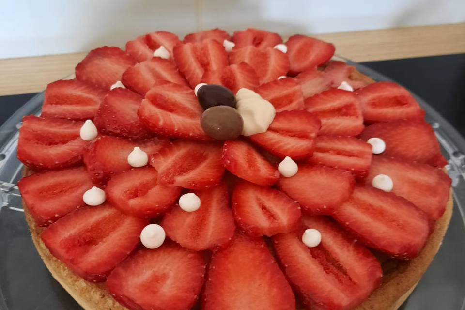 Gateau vanille et fraises