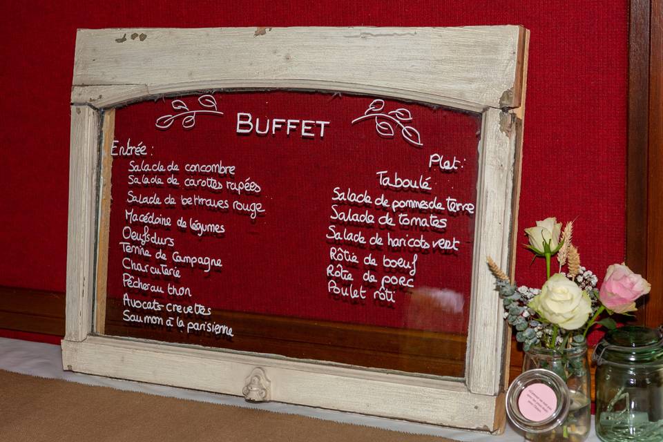 Menu du buffet