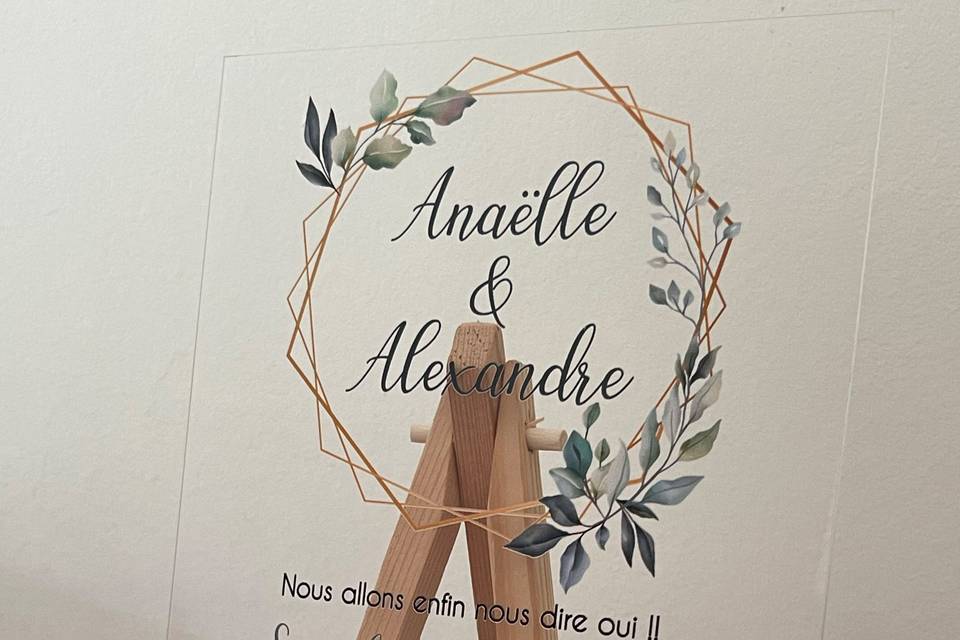 Tableau de bienvenue Mariage Plexiglas - Aquarelle