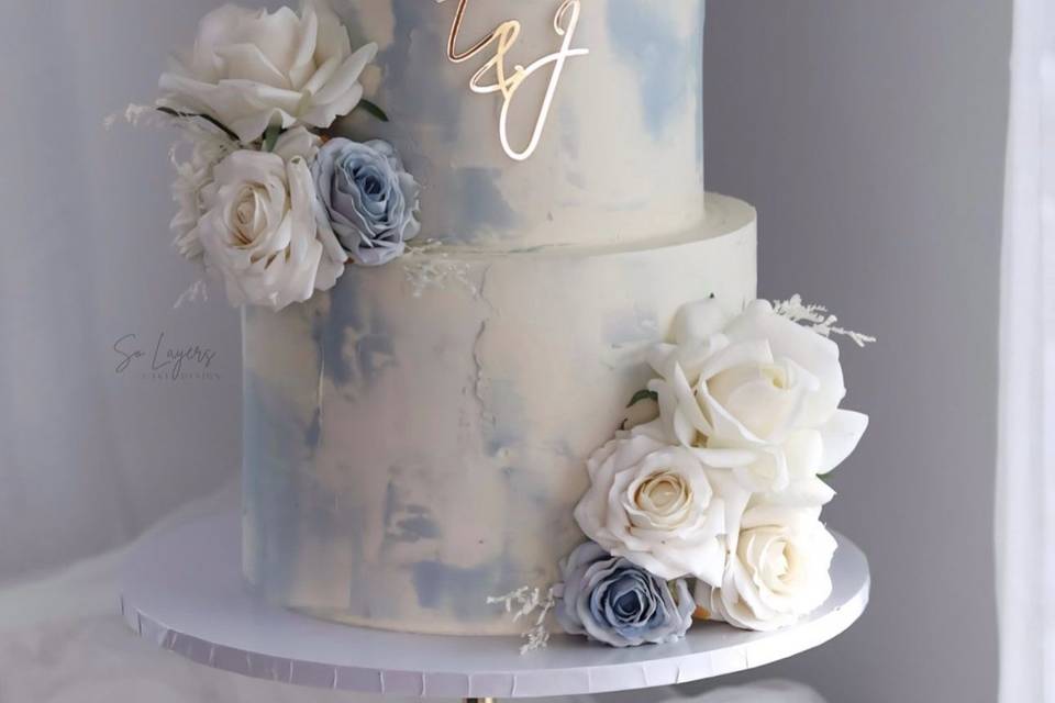 Blue wedding cake