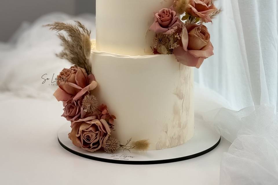 Wedding cake bohème chic