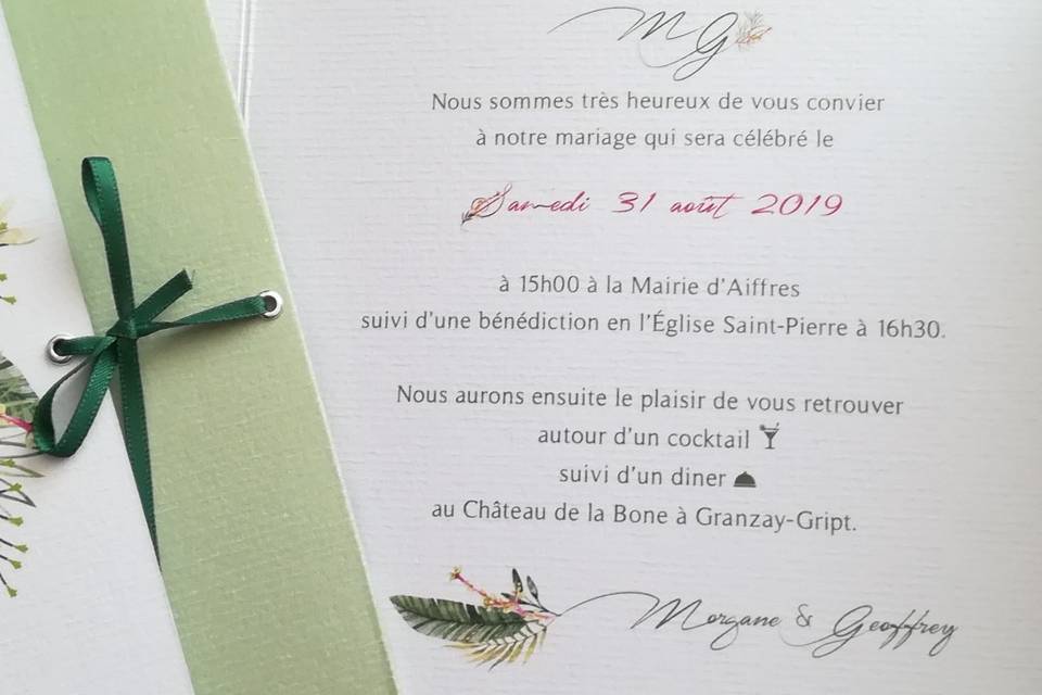 Faire-part de mariage jungle