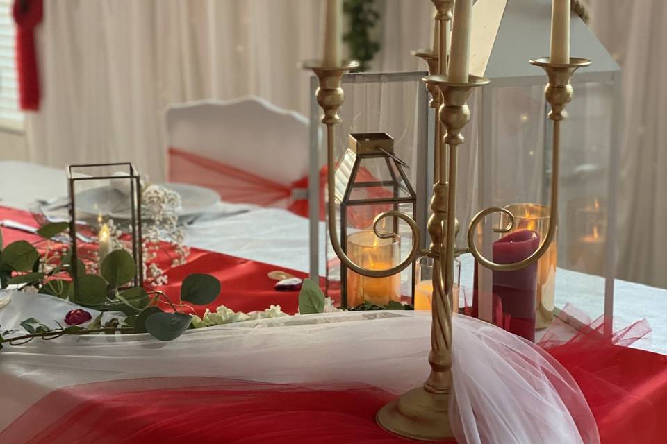 Table mariée thème rouge