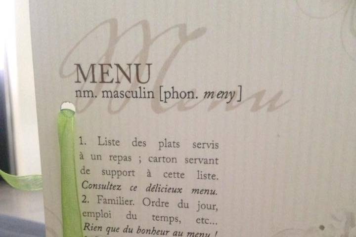 Menu du mariage