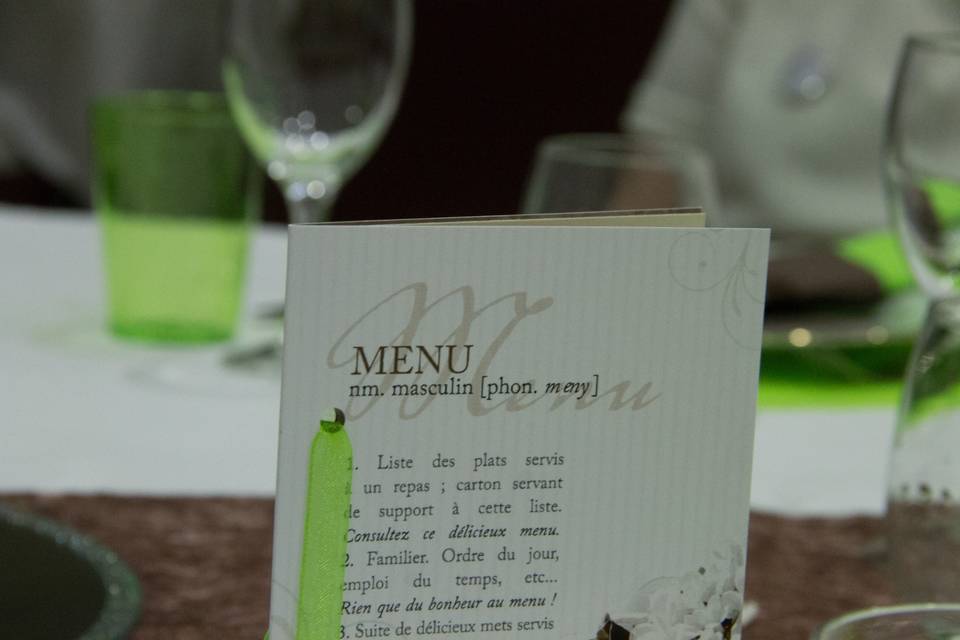 Menu du mariage