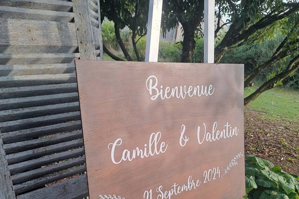 Panneau d'accueil de mariage