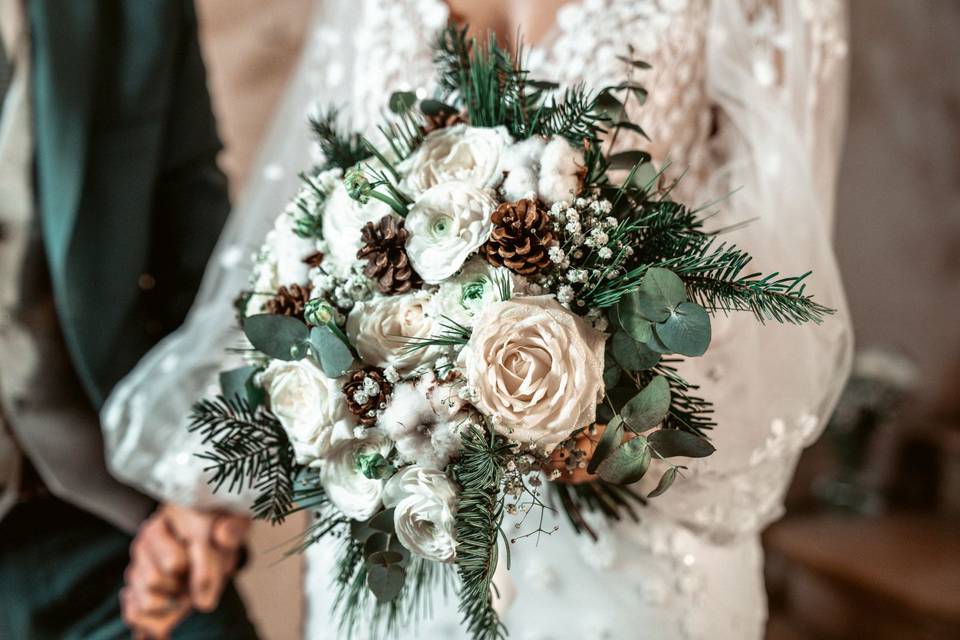 Bouquet mariée thème hiver