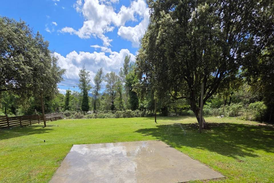 Grand jardin avec pelouse