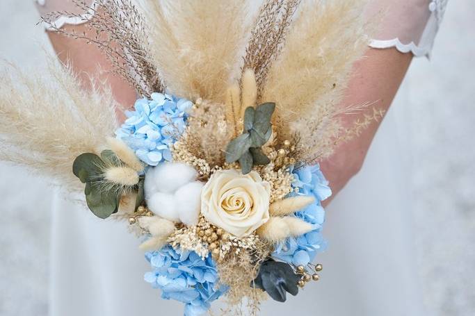 Bouquet de mariée bleu