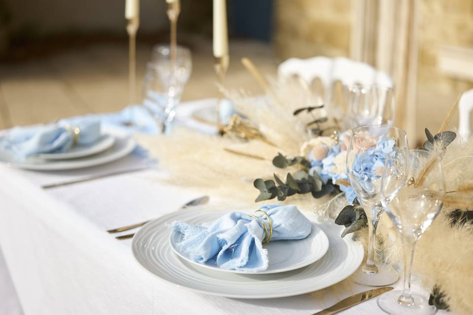 Table de mariage bleu