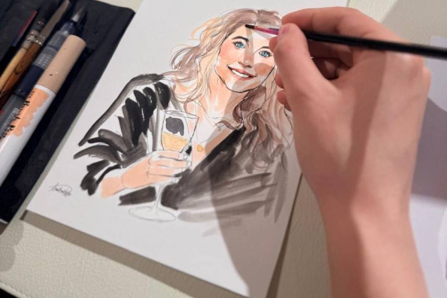 Live sketching mariage