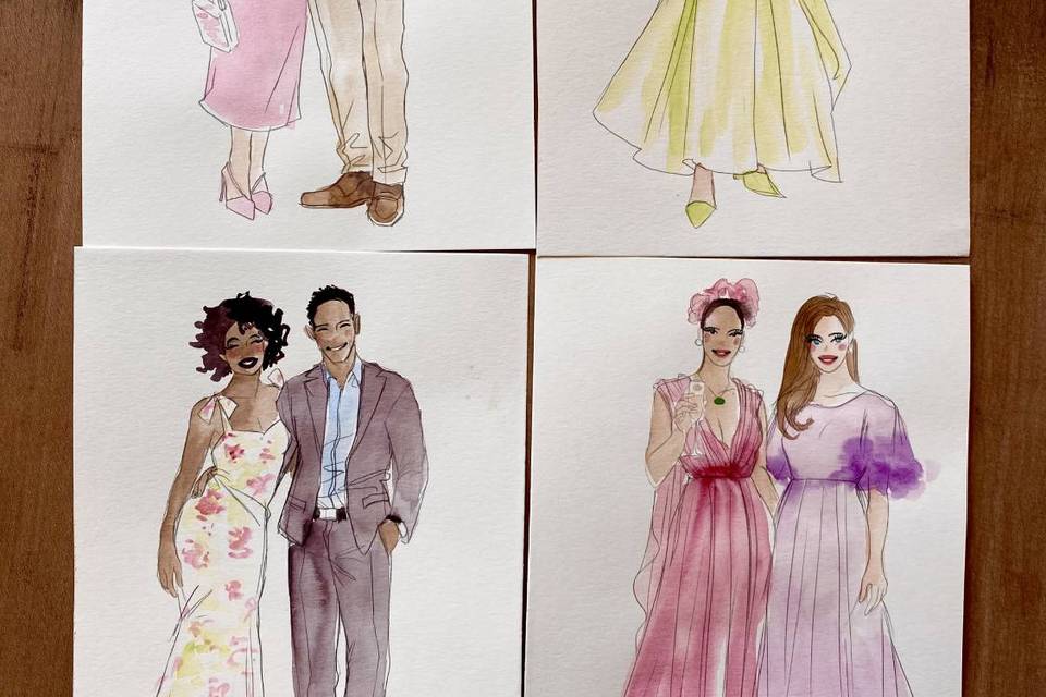 Live sketching couples mariage