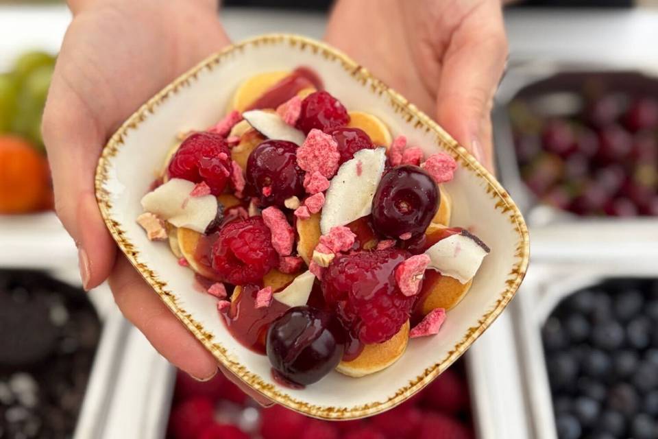 Pancakes framboises coco