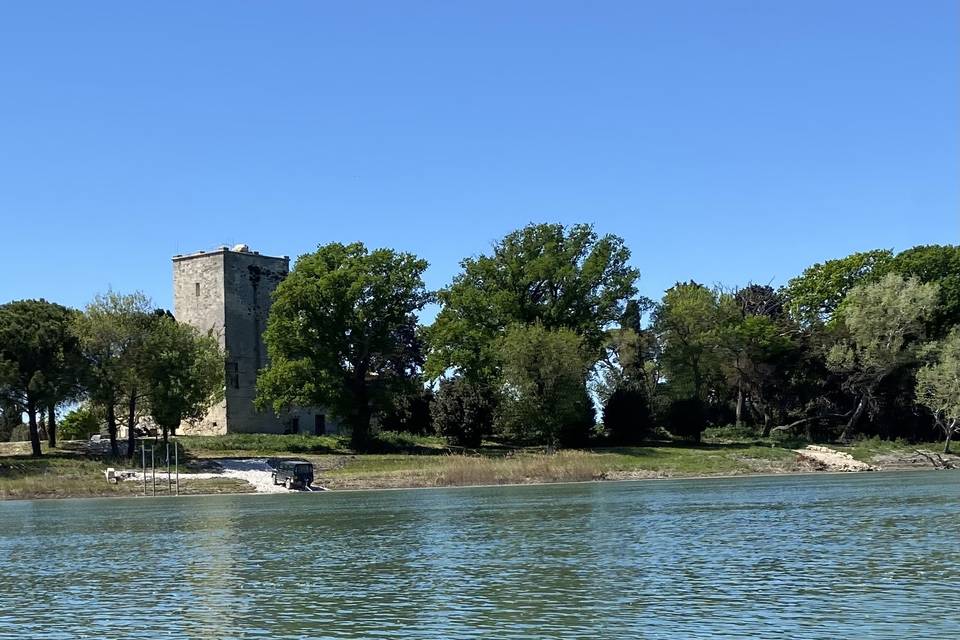 Vue du Petit Rhône sur la Tour