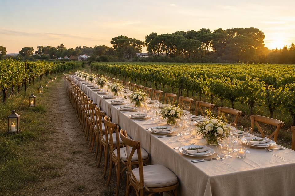 Tablée dans les vignes