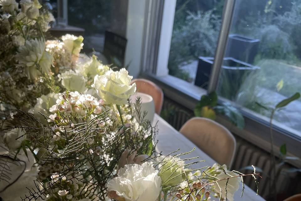 Chemin de table fioles fleurie