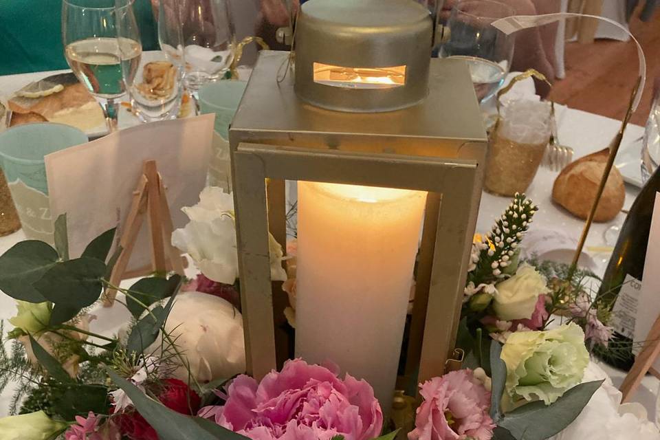 Centre de table lanterne fleur