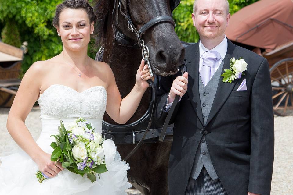 Calèche campagne mariage