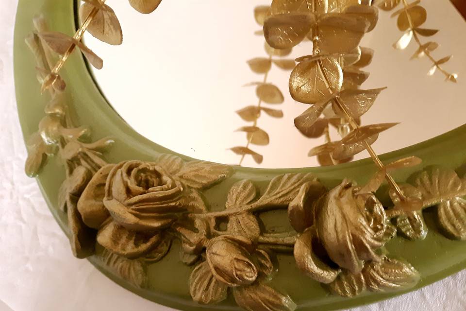 Miroir vert et doré