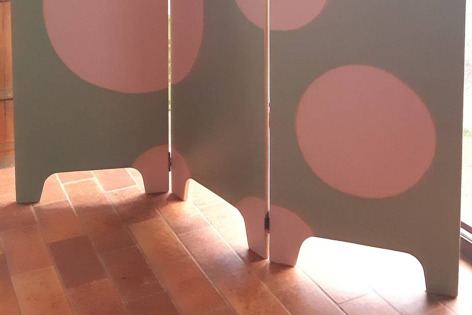Paravent vert rose doré