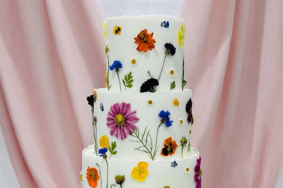 Fleurs préssées Wedding Cake