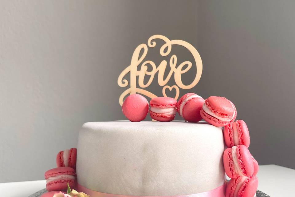 Gâteau marbre & Macarons roses