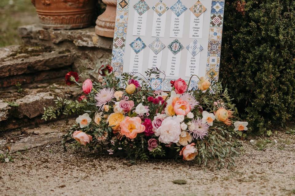 Plan de table fleuri