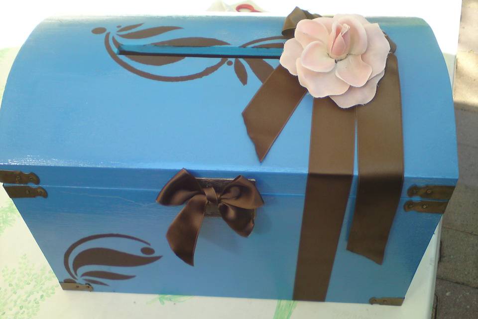 Urne de mariage thème bleu chocolat