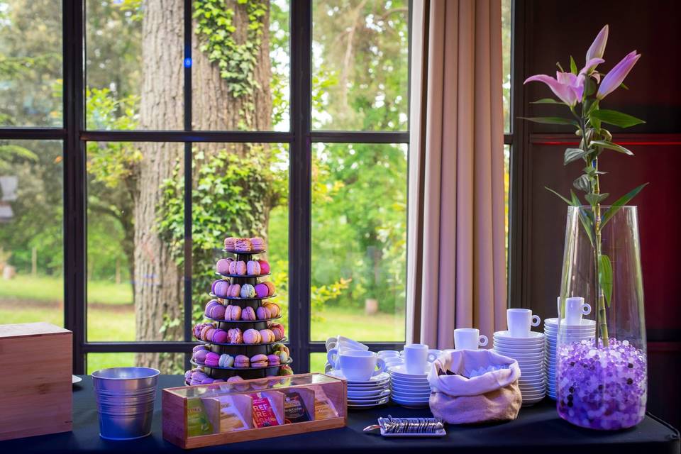 Buffet de café et macarons