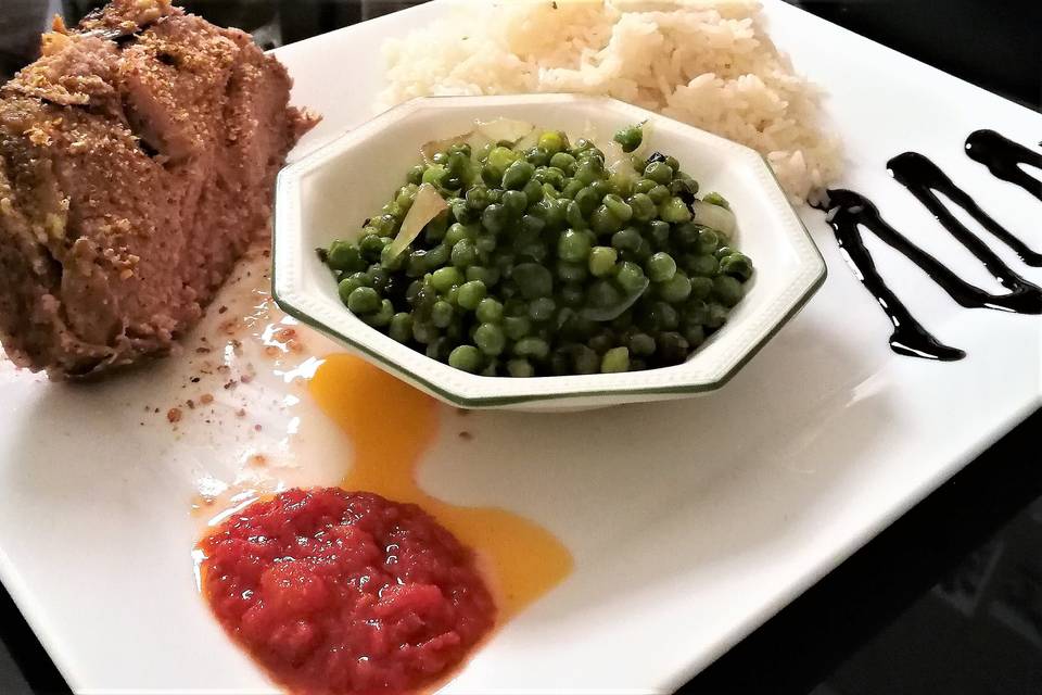 Pavé et petit pois sautés