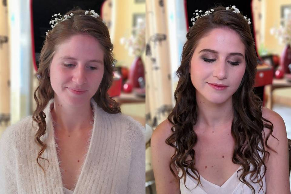 Avant/après maquillage mariée