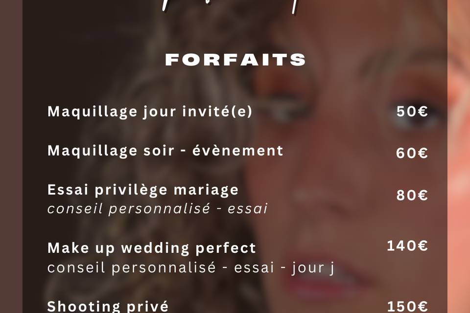 Tarifs maquillage