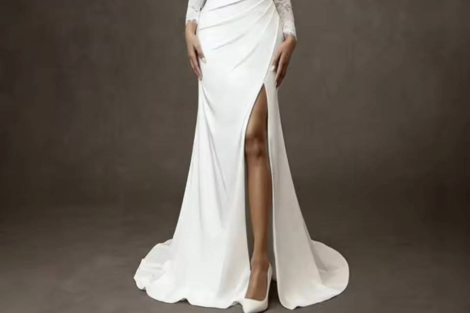 Sirene fendue satin & dentelle