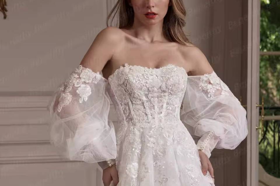 A line tulle dentelle et perle