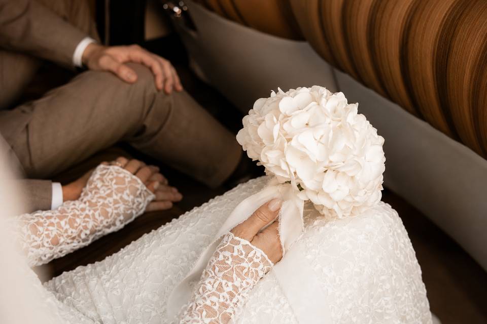 Bouquet hortensias blanc