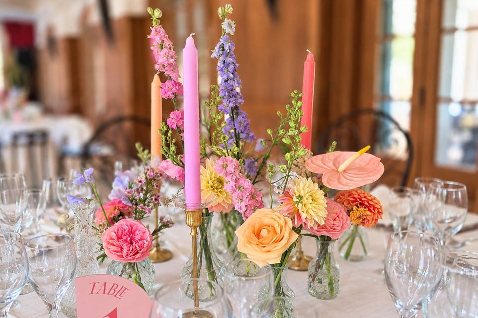 Table soliflores invités