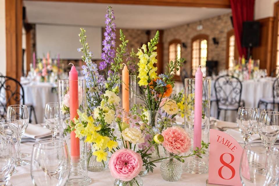 Table soliflores invités