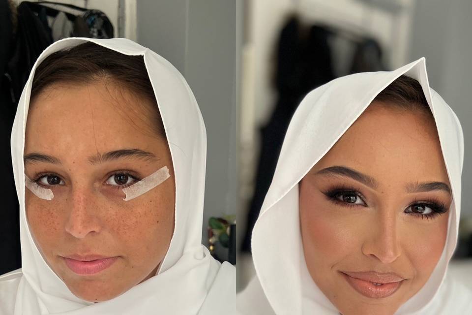 Avant/après makeup mariée