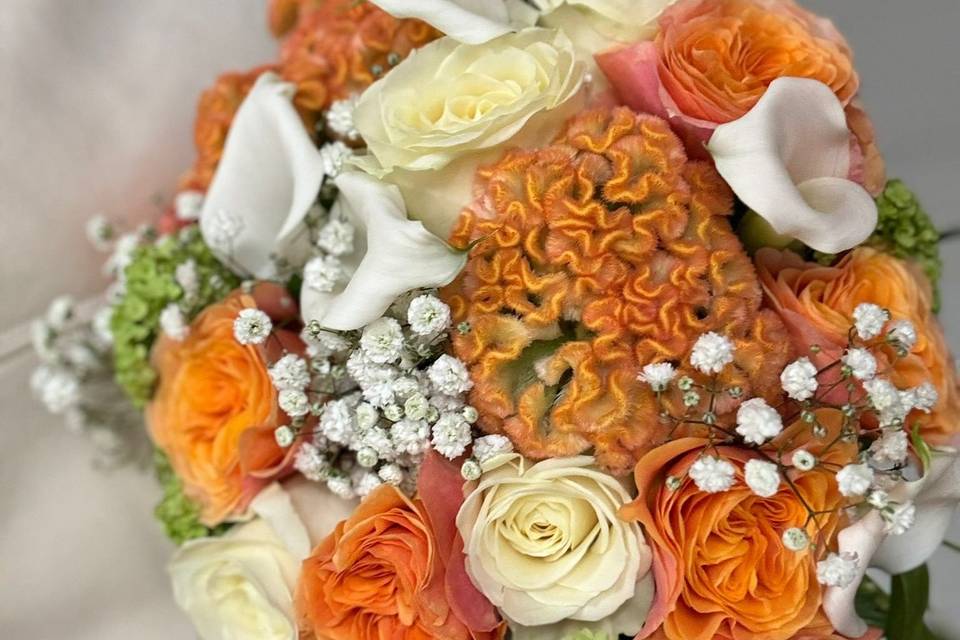 Bouquet de mariée orangé