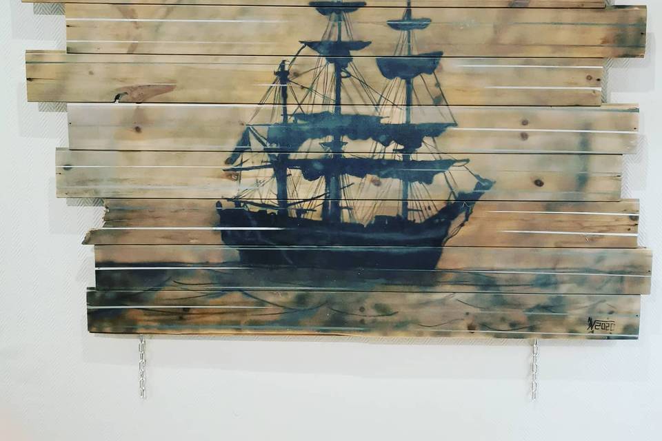 Œuvre sur assemblage de bois