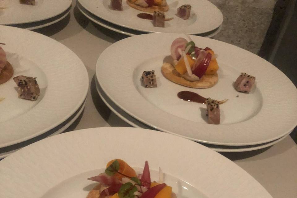 Tataki de thon et tarte fine