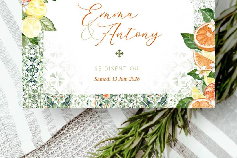 Faire-part mariage Agrumes